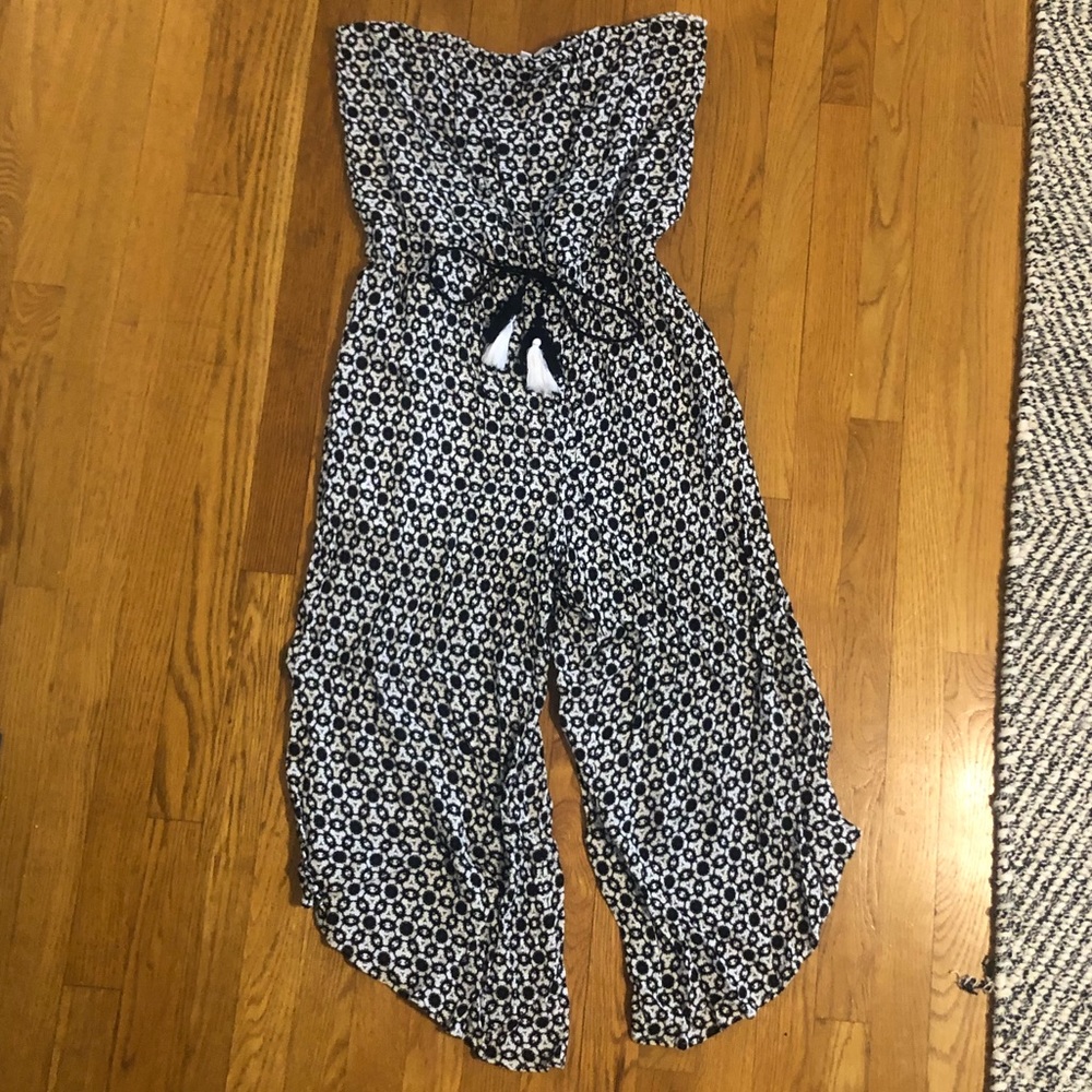 Patterned Strapless Jumpsuit Coverup Romper